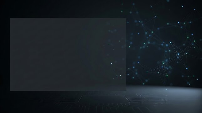 Abstract dark background with glowing blue connected as transparent cutout