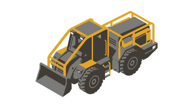 3D Rendered Construction Backhoe Loader in Action Scene.