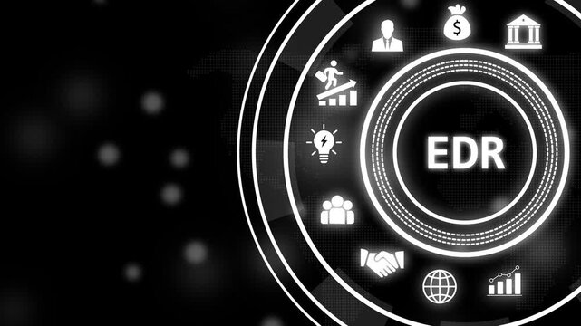 Advanced edr endpoint detection and response cyber security technology concept featuring digital interface for network protection, data privacy, threat intelligence, and modern corporate it