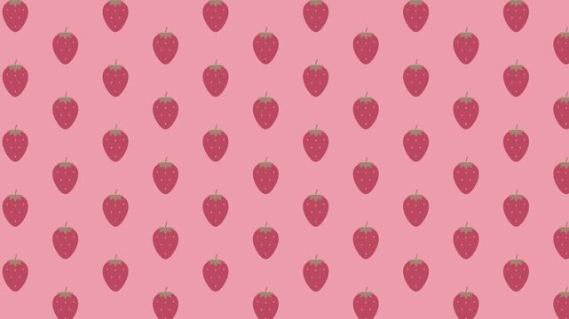 Strawberry seamless pattern vector background animation.