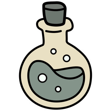 magic potion bottle cartoon illustration for halloween