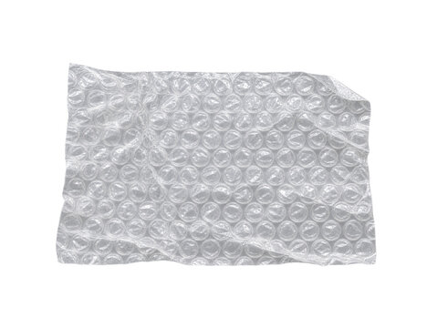 Connected clear air pillow packing filler strip with several inflated rectangular chambers, coherent seams and a slight natural bend.
