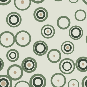 Seamless Sage and Bone Circles Pattern - Geometric Repeating Tileable Background