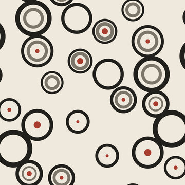 Seamless Ink on Oatmeal Circles Pattern Half-Drop - Geometric Repeating Tileable Background