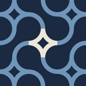 Seamless Indigo Resist Arcs Pattern - Geometric Repeating Tileable Background