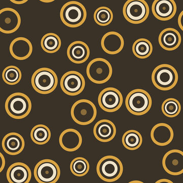 Seamless Ochre Field Circles Pattern - Geometric Repeating Tileable Background
