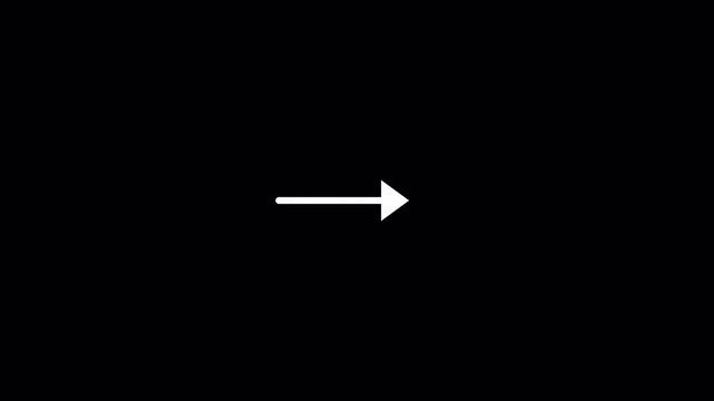 Single Clean Minimal White Arrow Animation Drawing Line and Snapping Solid Arrowhead 4K Alpha Channel Motion Element