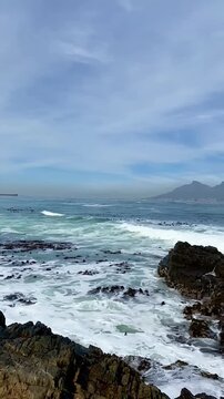 waves on the beach on Robben Island