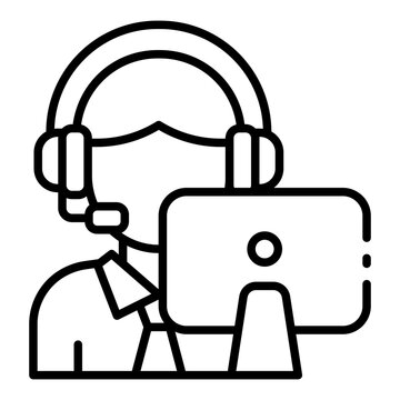admin icon. customer support agent. headset computer help. office work role