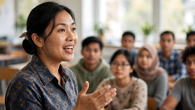 Teacher representing the importance of education and knowledge in women's empowerment.