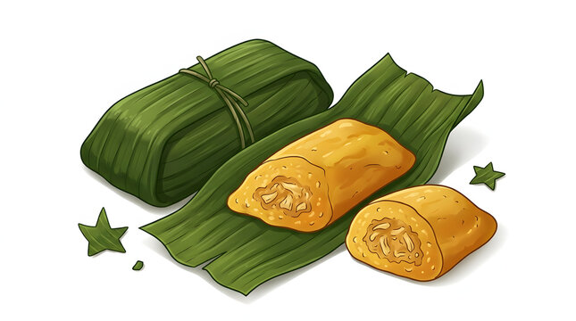 Indonesian Aceh typical food - TIMPHAN (steamed banana dumpling)