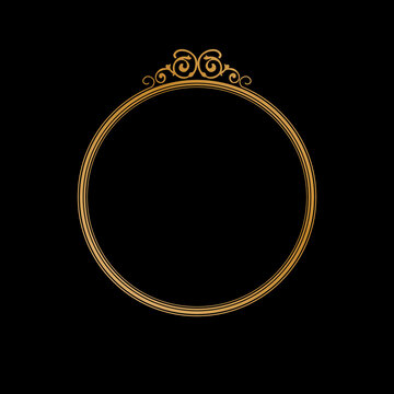 Luxury Golden Vintage Ornate Circular Frame Isolated Design on Black Background. Design print for Greeting, Invitation, Book Cover, and Wall Mirror. 13
