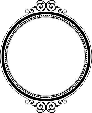 Luxury Black Vintage Ornate Circular Frame Isolated Design on White Background. Design print for Greeting, Invitation, Book Cover, and Wall Mirror. 14
