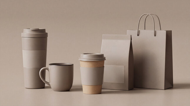 Complete Premium Coffee Packaging Collection with Cups, Tumbler, Shopping Bag and Box