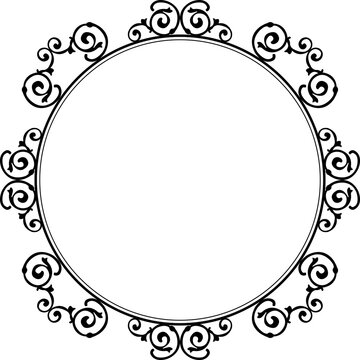 Luxury Black Vintage Ornate Circular Frame Isolated Design on White Background. Design print for Greeting, Invitation, Book Cover, and Wall Mirror. 16
