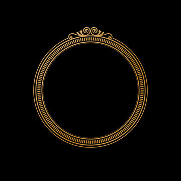 Luxury Golden Vintage Ornate Circular Frame Isolated Design on Black Background. Design print for Greeting, Invitation, Book Cover, and Wall Mirror. 17
