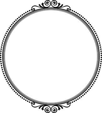 Luxury Black Vintage Ornate Circular Frame Isolated Design on White Background. Design print for Greeting, Invitation, Book Cover, and Wall Mirror. 18
