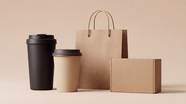 Premium Coffee Branding Collection with Tumbler, Takeaway Cup, Shopping Bag and Packaging Box