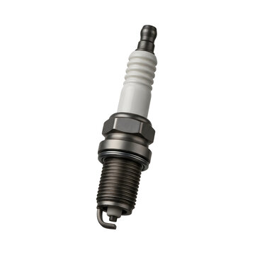 Metal automotive spark plug isolated on transparent background