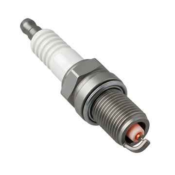 Metal spark plug for internal combustion engine on transparent background
