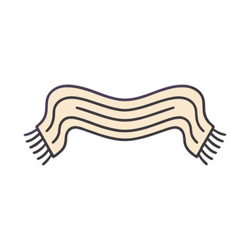 Illustration of a beige scarf with fringe