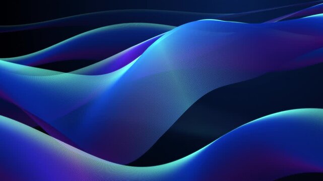 Luminous Blue and Cyan Silk Waves Flowing in a Seamless Abstract Loop
