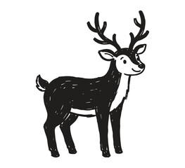 Obraz premium Hand Drawn Deer Vector Illustration – Bold Handmade Wildlife and Forest Animal