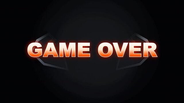 A premium, deterministic 4K motion graphic featuring heavy metallic shields colliding, producing a cinematic shockwave, procedural sparks, and a dramatic GAME OVER text reveal.