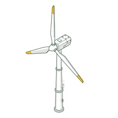 Fototapeta premium Wind turbine illustration representing clean renewable energy
