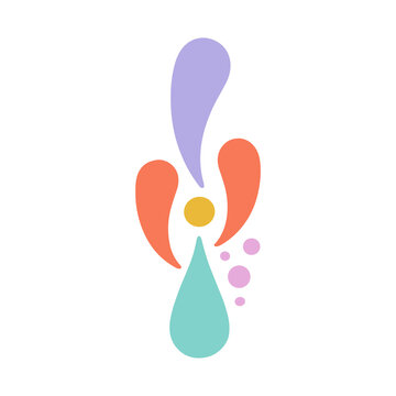 Abstract colorful shapes isolated on transparent background