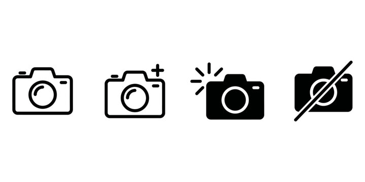 Four camera icons with different status effects
