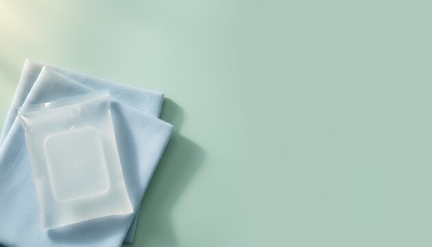 折り畳んだ冷感タオルに置かれた保冷剤