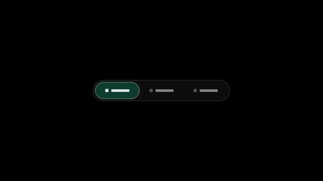 Animated dark mode UI tab navigation bar with sliding selection indicator on black background