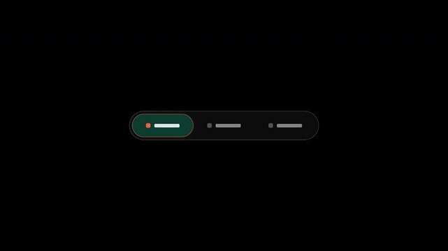 Animated dark mode UI tab navigation bar with sliding selection indicator on black background