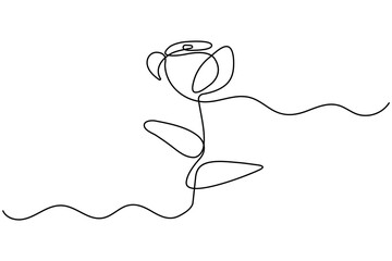Obraz premium Rose flower one line art minimalist botanical illustration 