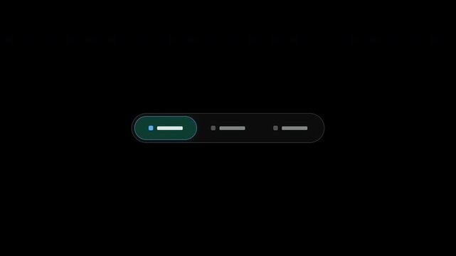 Animated dark mode UI tab navigation bar with sliding selection indicator on black background