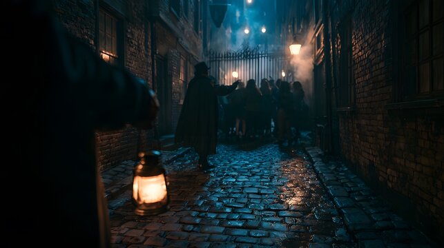 POV Holding Lantern on Guided Night Ghost Tour in Old Town.
