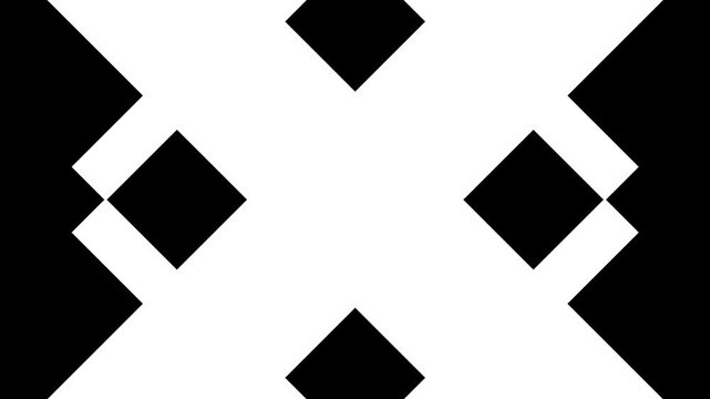 Geometric motion animation displaying black diamond shapes on white background footage