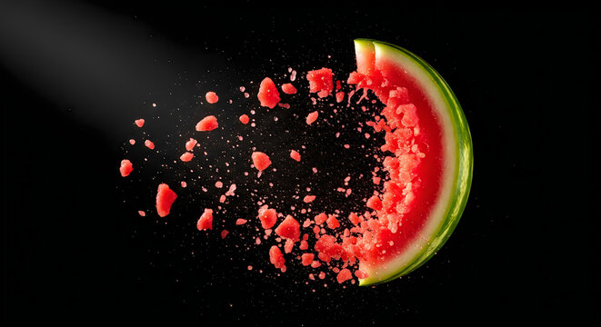 Exploding watermelon a dramatic still life of fruit fragmentation in motion