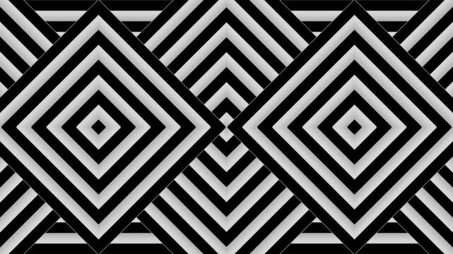 Moving monochrome diamond pattern animation with geometric black and white shapes