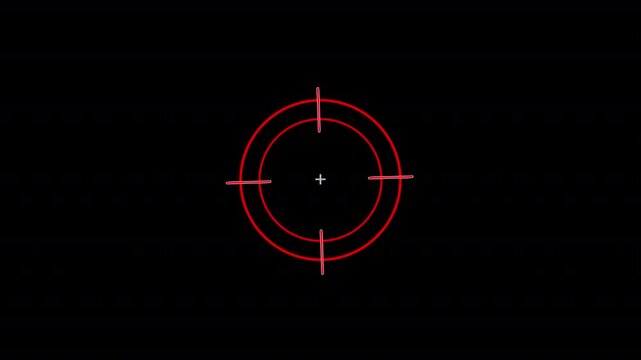 Glowing neon target icon animation on a dark black background, inspired by military training visuals. A futuristic crosshair and target symbol with subtle sniper-aim aesthetics, sleek tactical HUD.