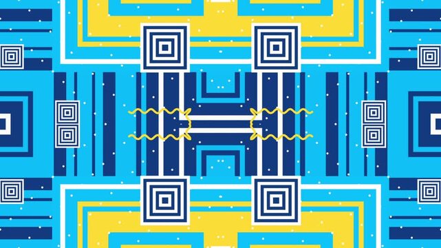 Geometric yellow and blue pattern animation for seamless motion footage
