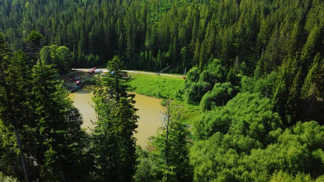 Aerial View of Firefighting Training in the Forest