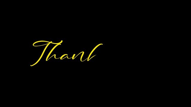 Elegant animated cursive Thank You typography text reveal on transparent background