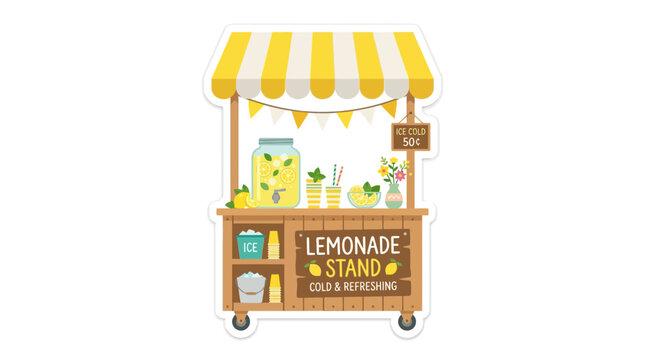 Cute Cartoon Lemonade Stand Illustration