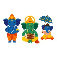Fototapeta premium Cute Lord Ganesha Character Illustrations for Ganesh Chaturthi