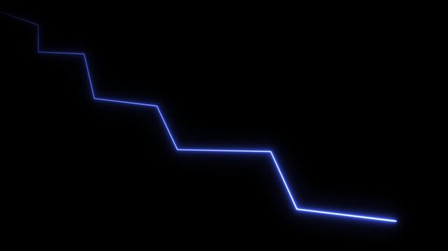 Global business line animation. Abstract glowing neon line business graph growth to down .4k black background icon animation.