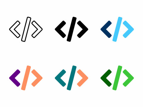 Programming syntax bracket icon set representing web development coding and software engineering with brackets