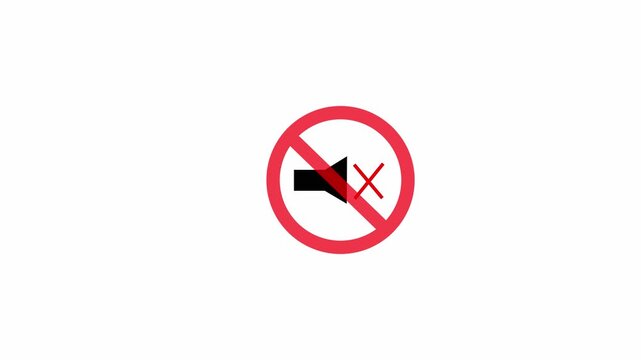 Mute sound speaker icon with red cross mark isolated on white background 4k HD Video,