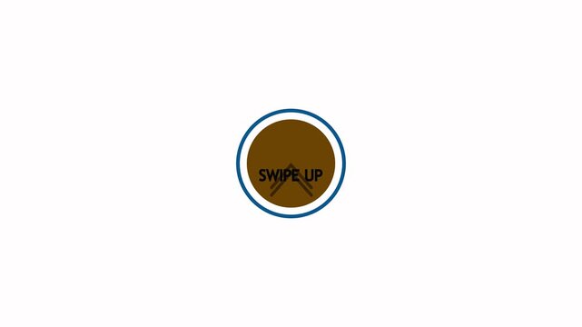 White circular swipe up button with chevron arrows for mobile UI design Swipe up text icon with upward direction arrows for social network HD Video,